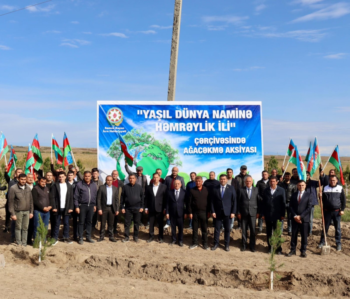 Samux rayonunda ağacəkmə aksiyası davam etdirilir - FOTOLAR